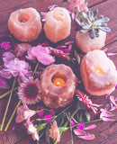 Porta velas Sal dos Himalaias | Himalayan Natural Crystal Salt Rock Tea Light Candle Holder