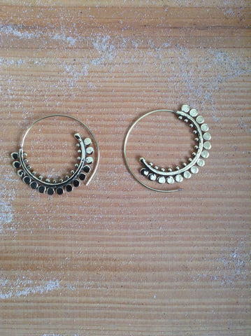 Argolas Espiral Latão | Brass Hoop Spiral Earrings