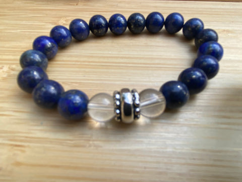 Pulseira Lápis Lazuli e Quartzo Cristal | Clear Quartz and Lapis Lazuli Bracelet